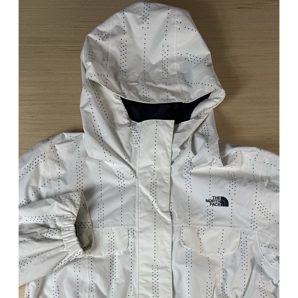 The North‎ Face Women's Large Wynes Rain Jacket, White & Navy Hooded Coat